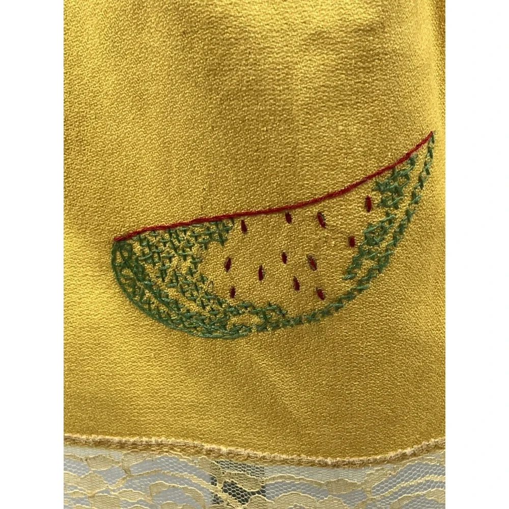 Vintage Embroidered Floral Apron Lace Cottagecore‎ Farmhouse Kitchen